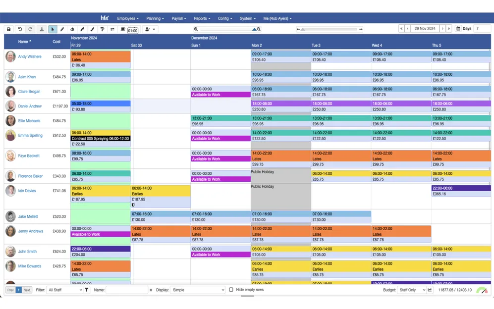 Rostering Screenshot