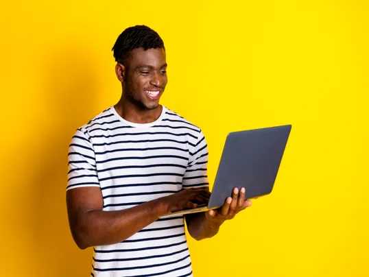 Happy Man Rostering With Pc