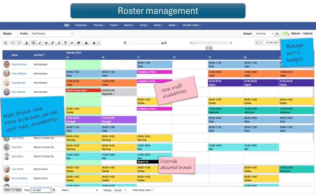 Roster View With Labels