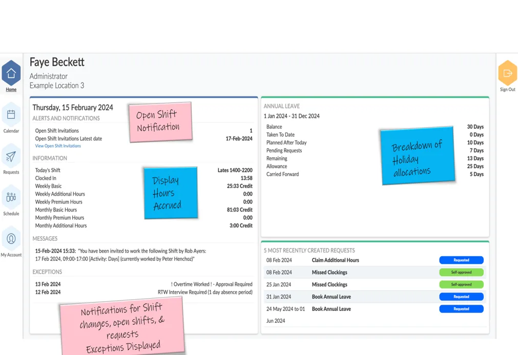 Screenshot Of Self Service View For An Employee