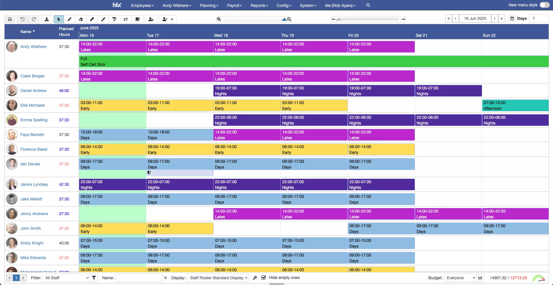 Forecasting And Budgeting Roster Screenshot